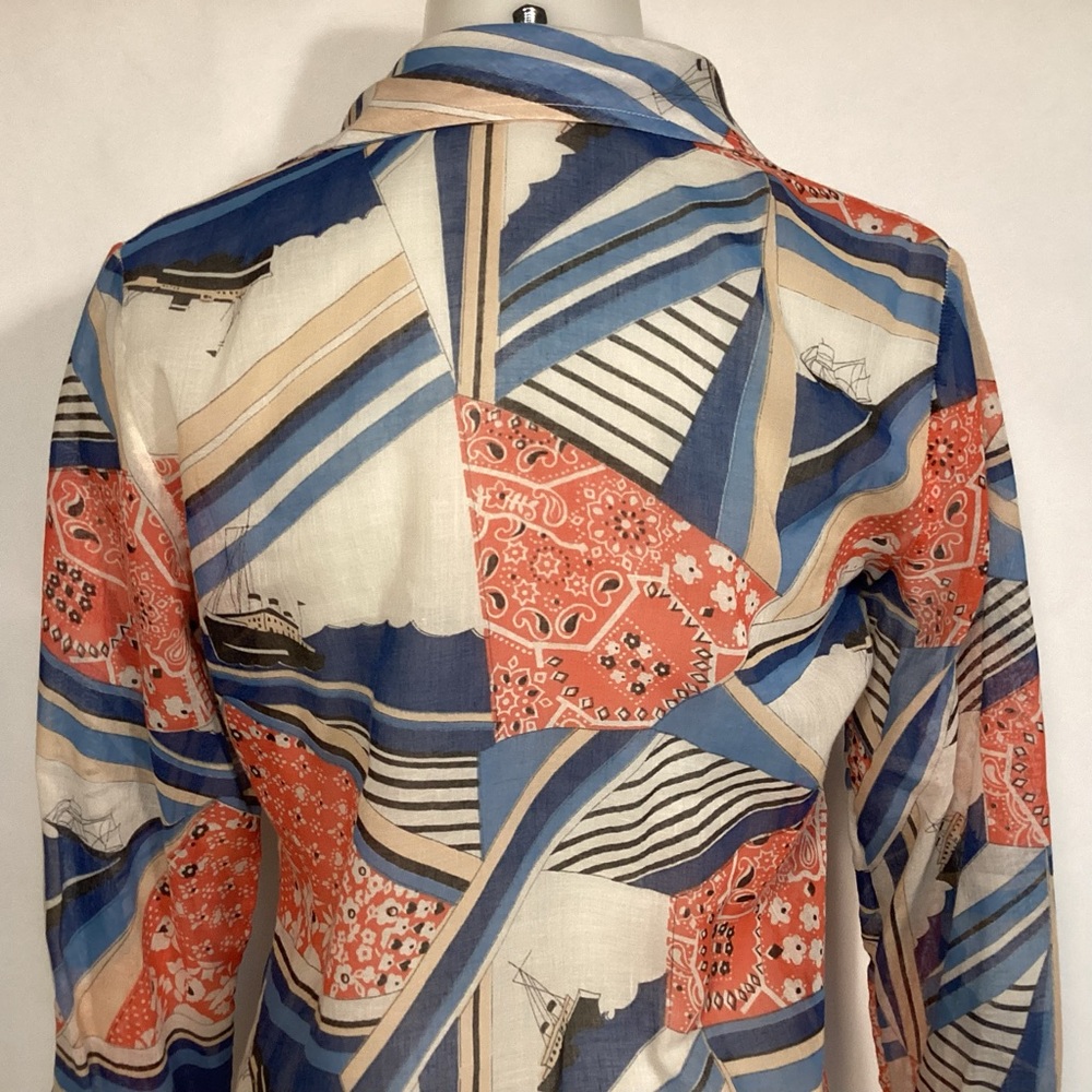 Fire Islander vintage sheer blouse with nautical design Womens size 11/12. - Picture 5 of 11
